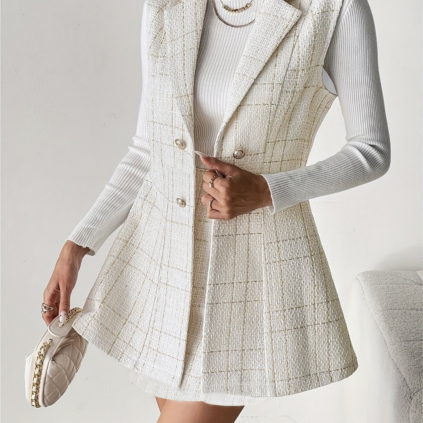 WL Atelier | Elegant Vest Jacket &amp; Midi Skirt Set