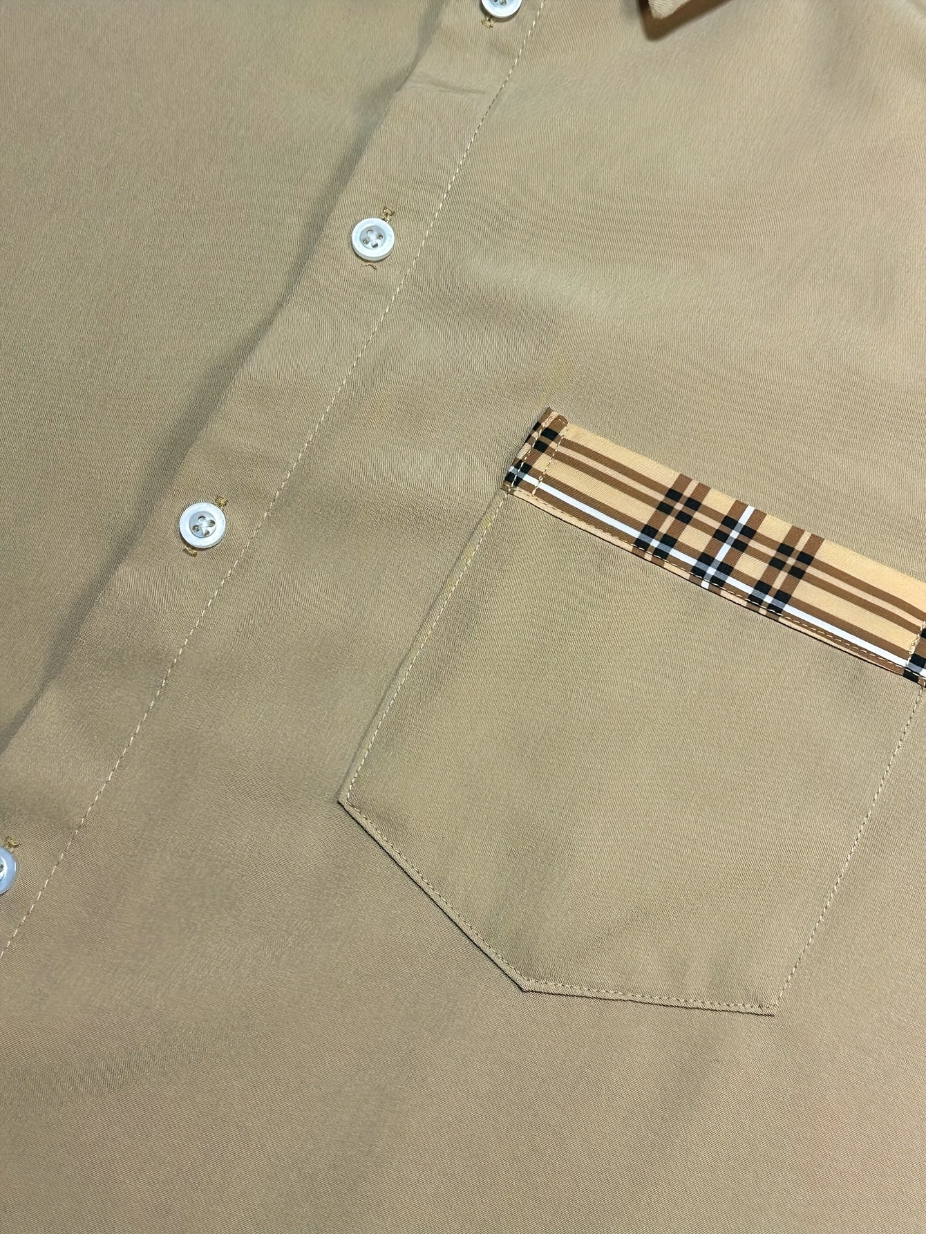 WL Atelier Men | Slim Fit Beige &amp; Brown Long-Sleeve Shirt