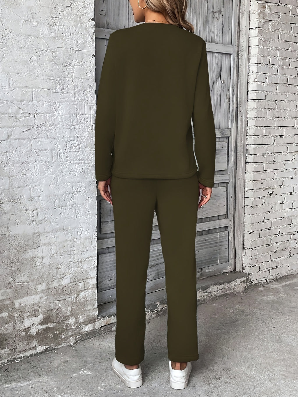 WL Atelier | Olive Green Solid Color Drawstring Pantsuit