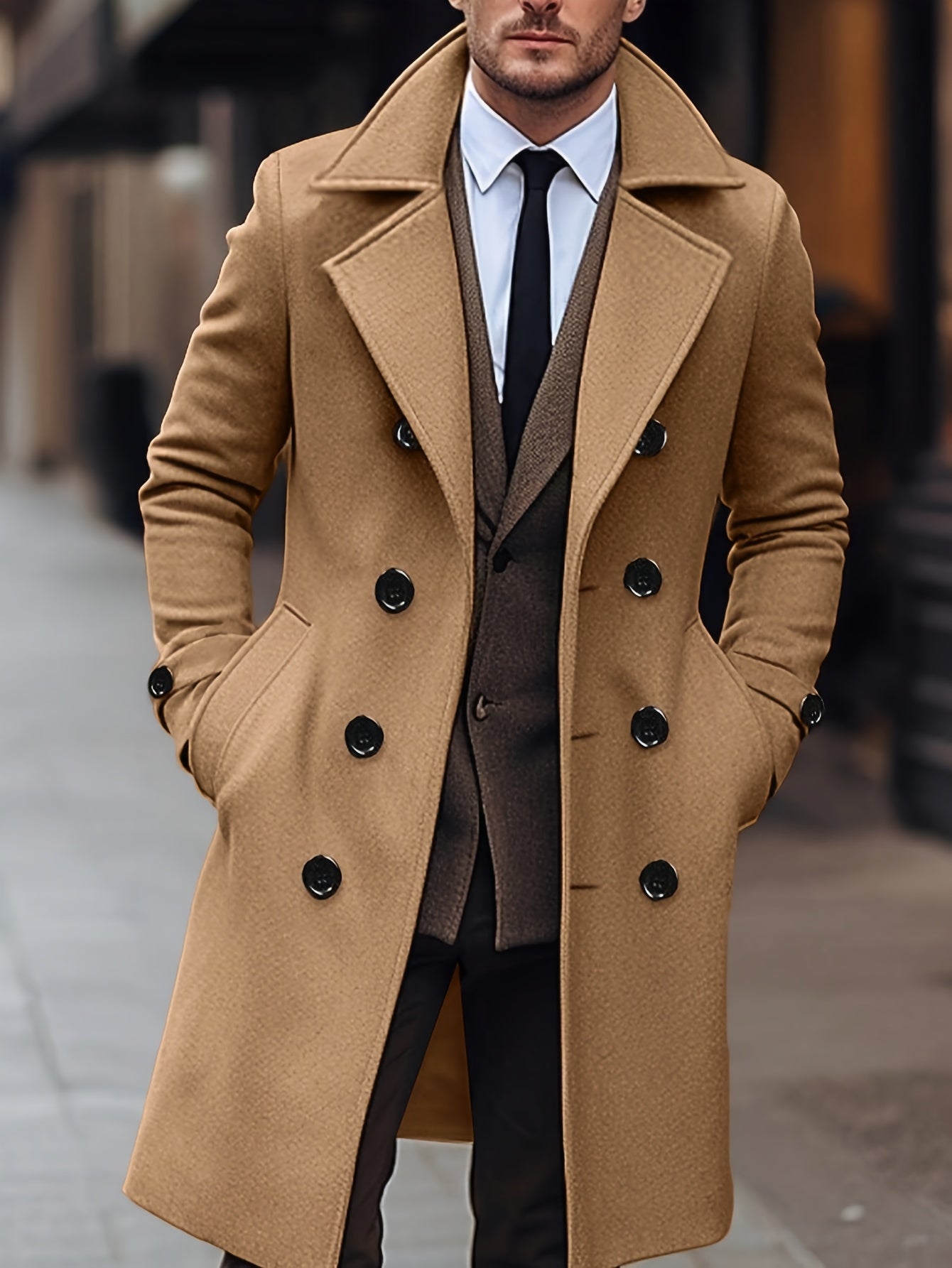 WL Atelier Men | Elegant Black Double-Breasted Winter Coat