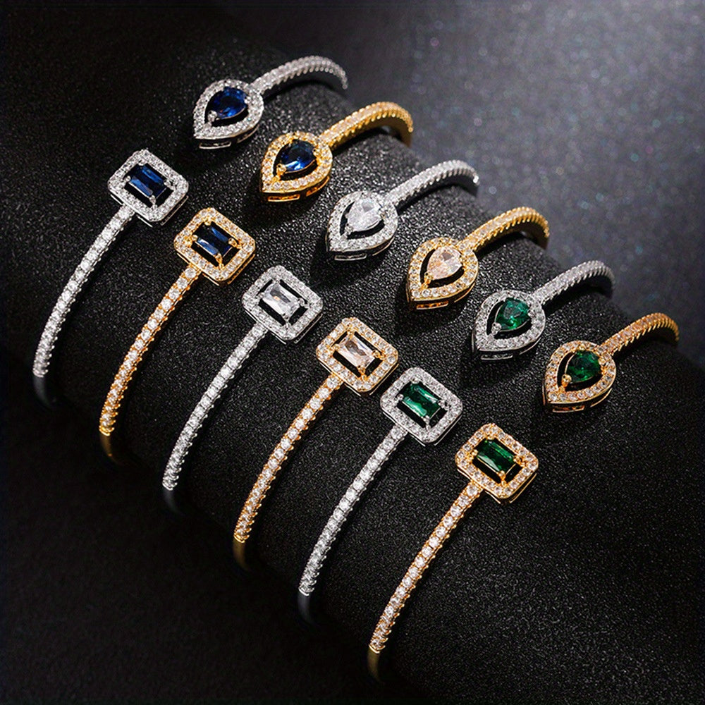 WL Atelier | Elegant Geometric Cuff Bracelet with Cubic Zirconia