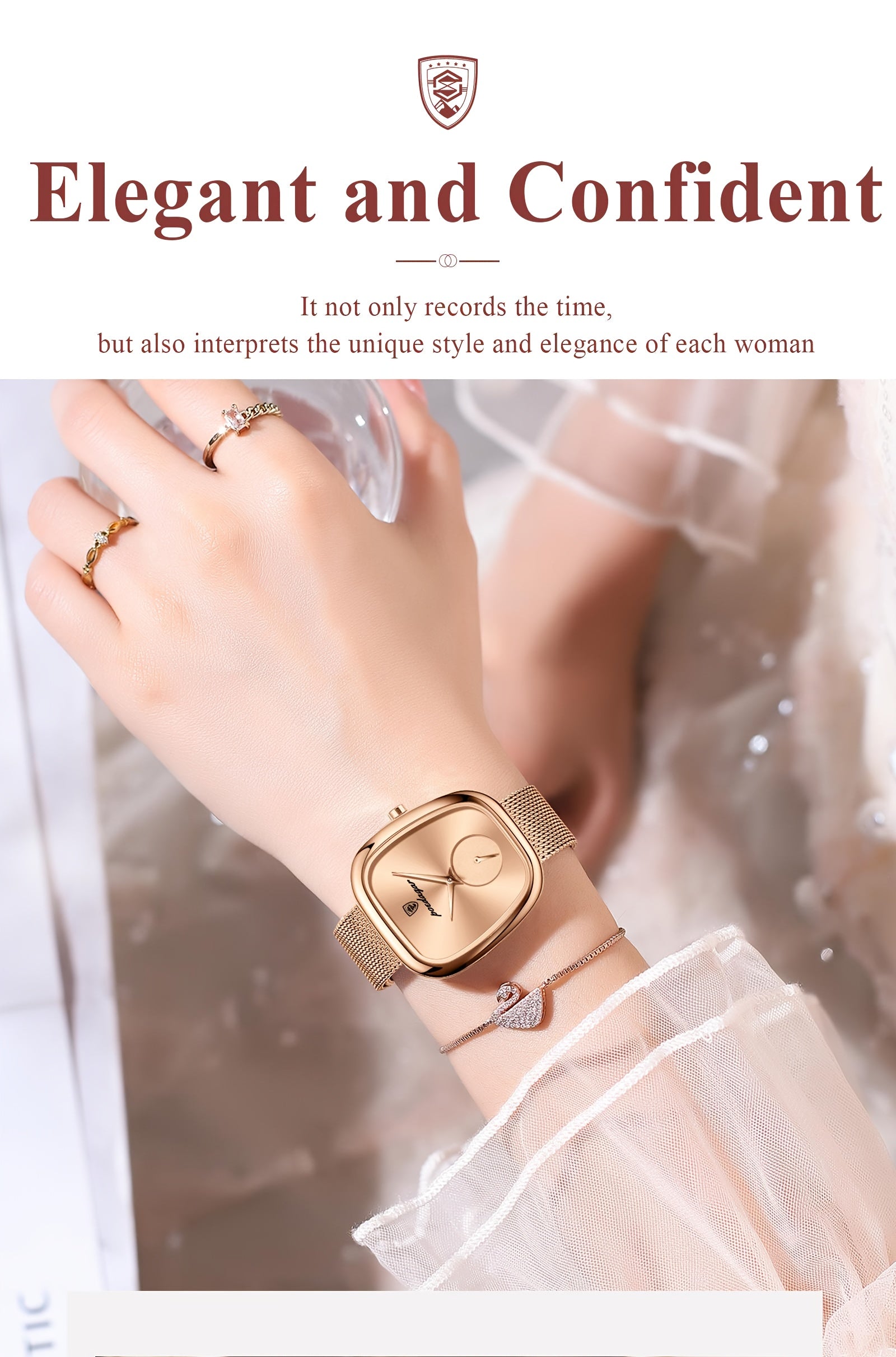 WL Atelier | Rose Gold Square-Dial Mesh Watch