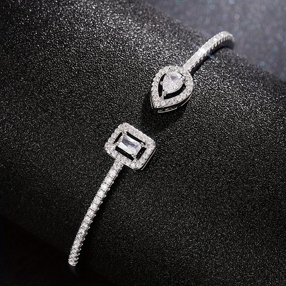 WL Atelier | Elegant Geometric Cuff Bracelet with Cubic Zirconia