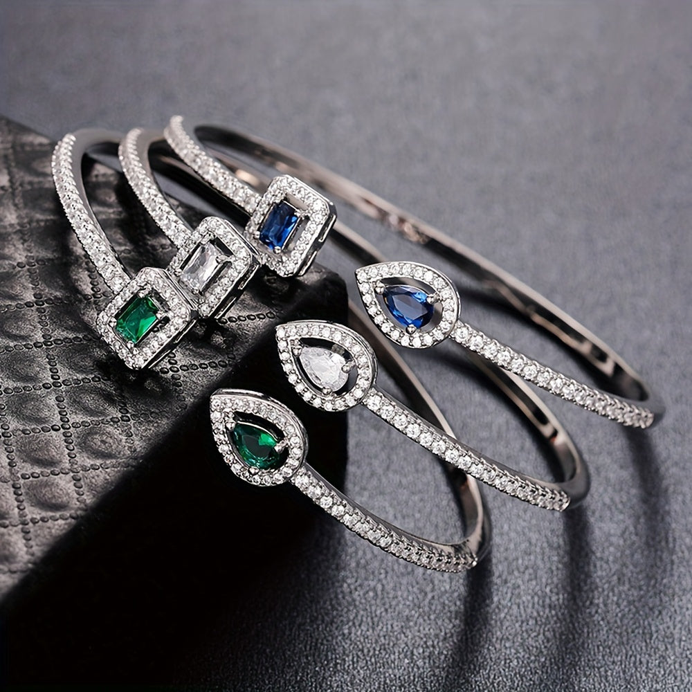 WL Atelier | Elegant Geometric Cuff Bracelet with Cubic Zirconia
