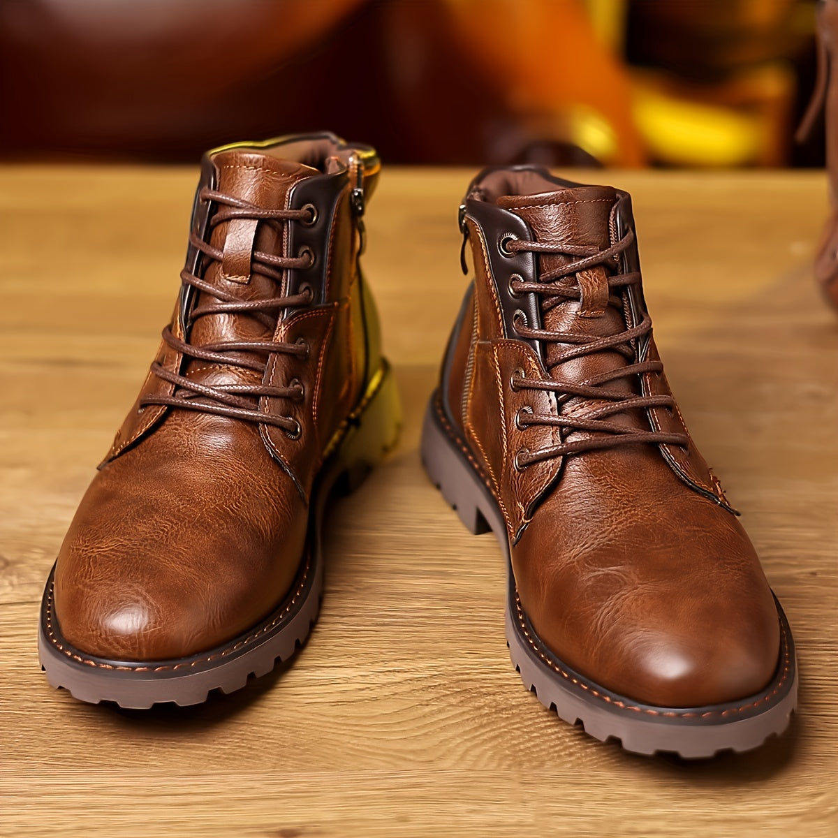 WL Atelier Men | Vintage Lace-Up Boots with Side Zipper