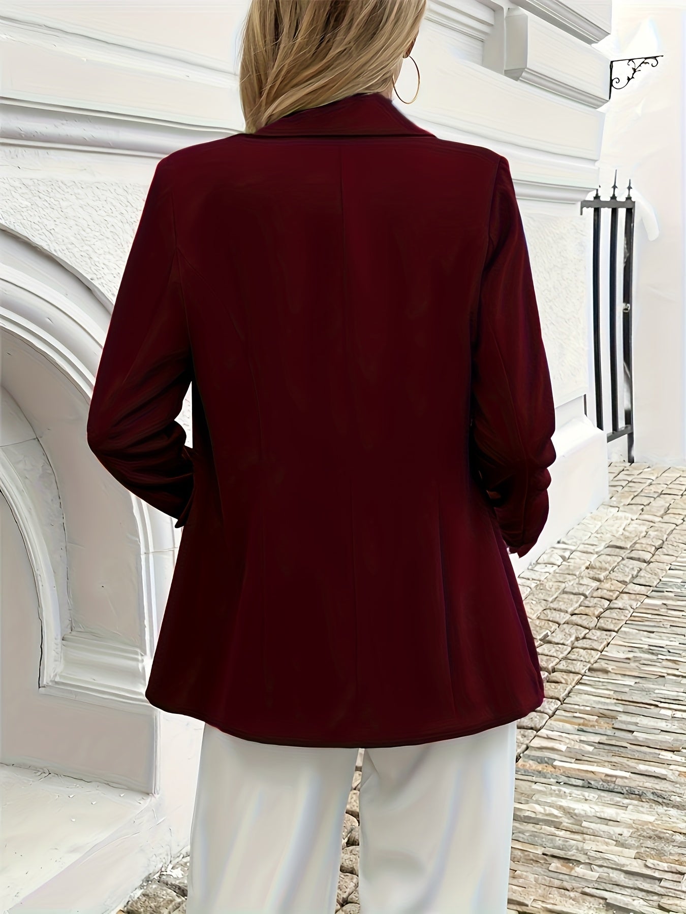 WL Atelier | Burgundy Double-Breasted Blazer with Luxury Button Detail