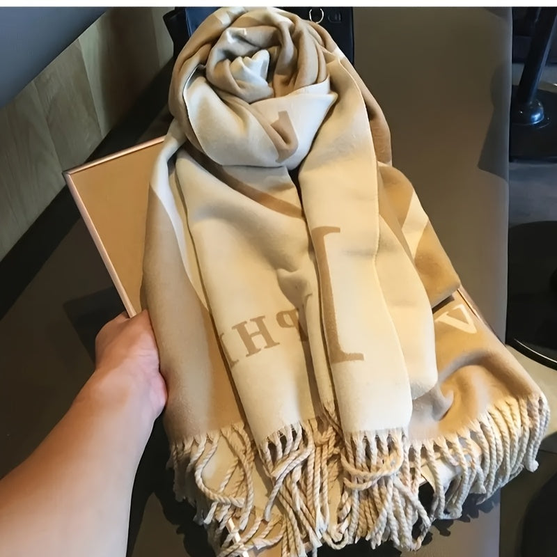WL Atelier | Elegant Reversible Beige &amp; Brown Striped Scarf