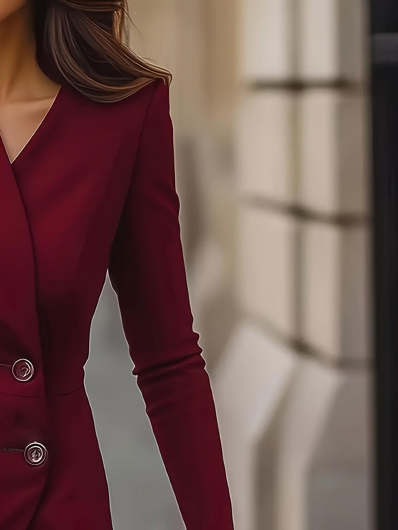 Elegant Wrap Pencil Dress for Autumn &amp; Winter