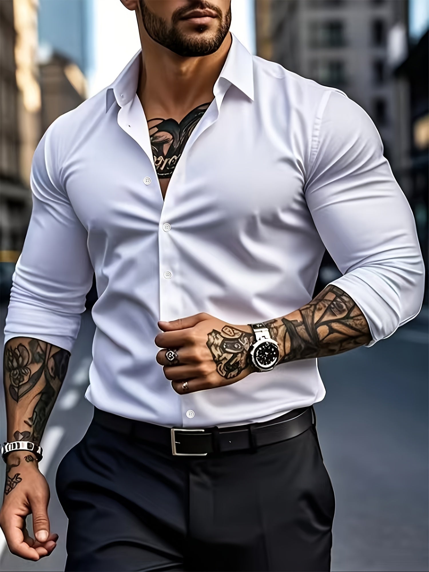 WL Atelier Men | Classic Solid Color Long-Sleeve Dress Shirt