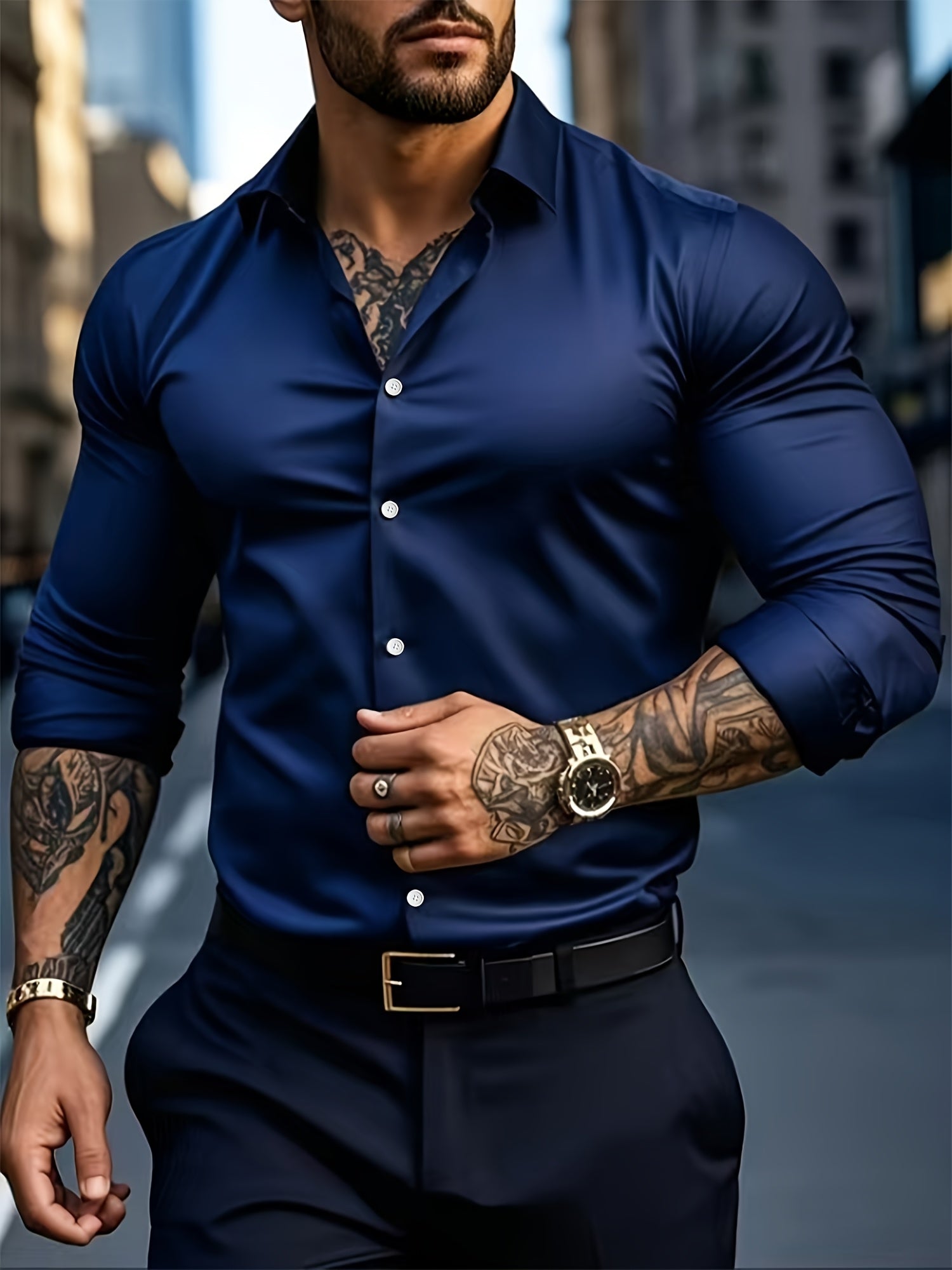 WL Atelier Men | Classic Solid Color Long-Sleeve Dress Shirt