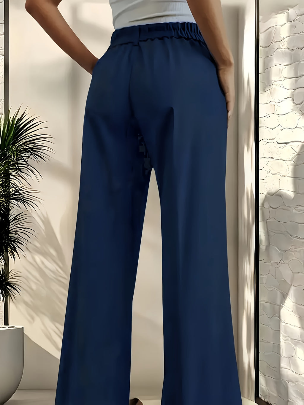 WL Atelier | Elegant Navy Blue Straight-Leg Tailored Pants