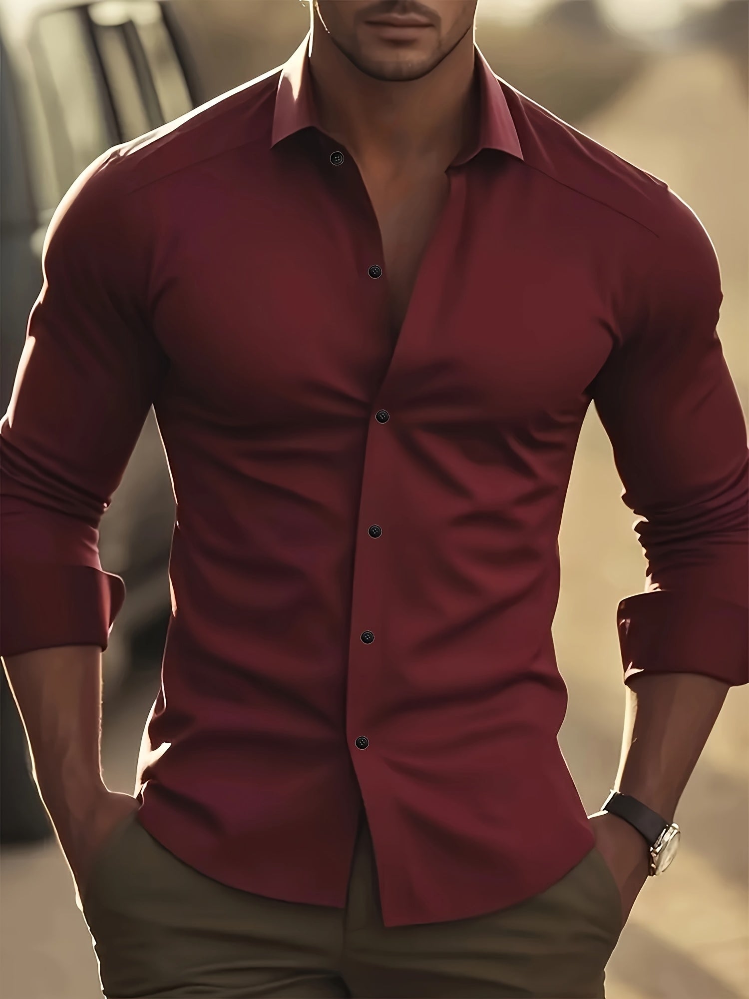 WL Atelier Men | Classic Solid Color Long-Sleeve Dress Shirt