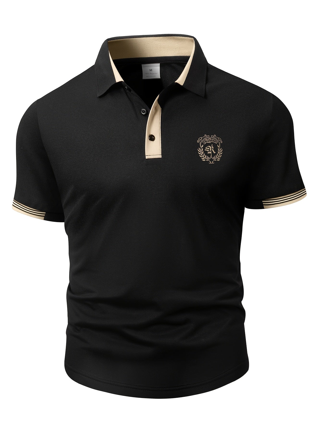 WL Atelier Men | Black Polo Shirt with Golden Accents
