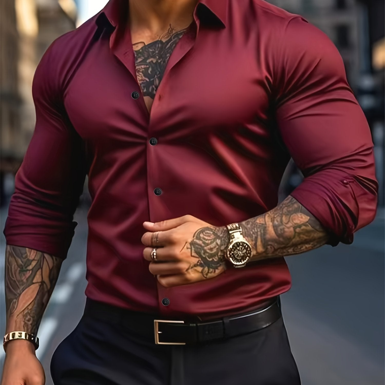 WL Atelier Men | Classic Solid Color Long-Sleeve Dress Shirt