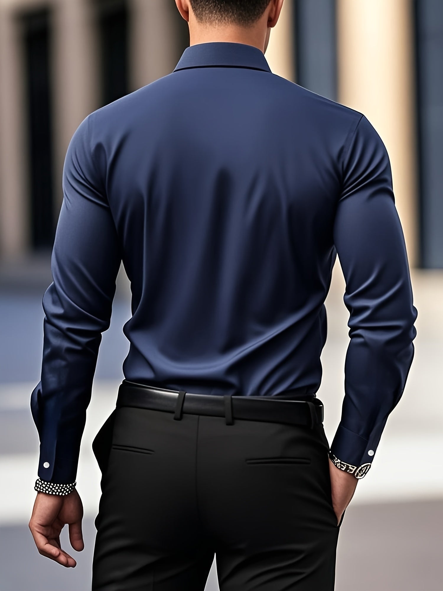 WL Atelier Men | Classic Solid Color Long-Sleeve Dress Shirt