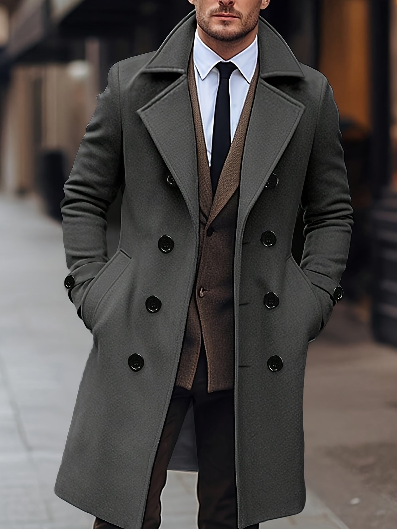 WL Atelier Men | Elegant Black Double-Breasted Winter Coat
