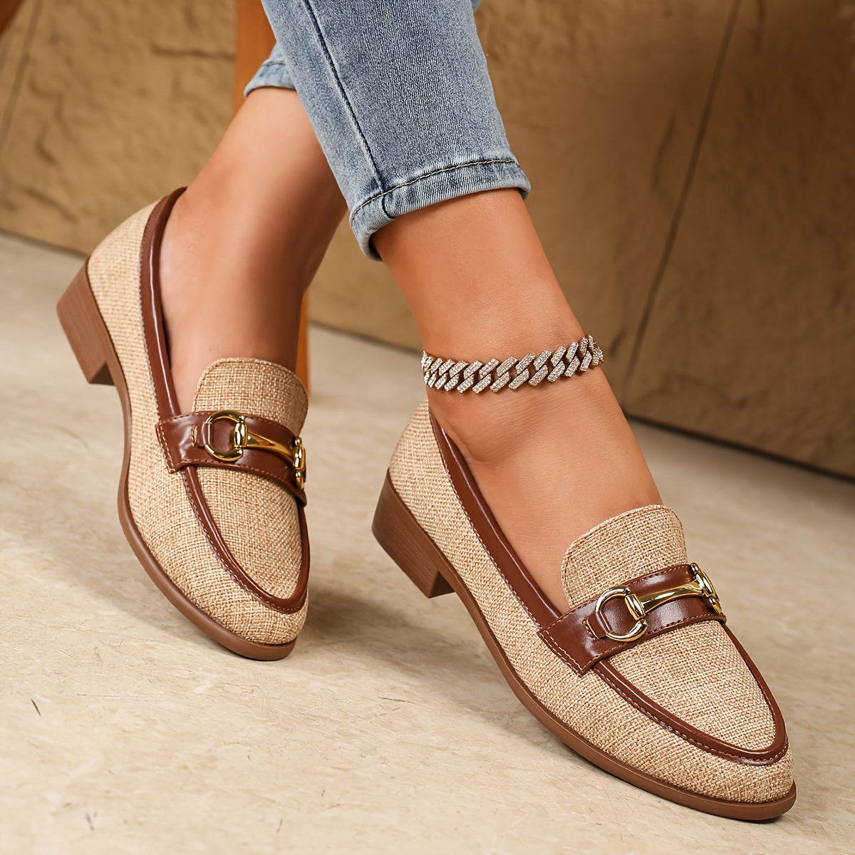 WL Atelier | Retro Braided Loafers with Metal Buckle