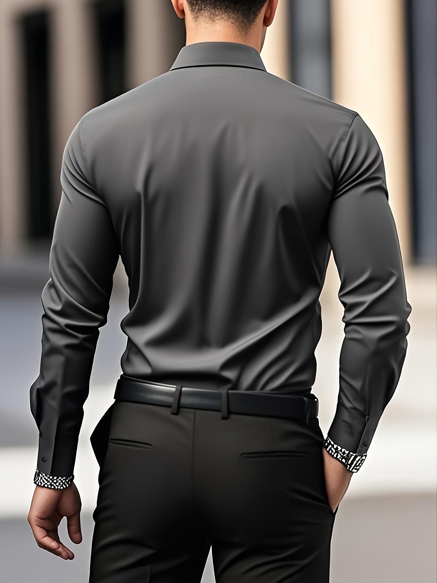 WL Atelier Men | Classic Solid Color Long-Sleeve Dress Shirt