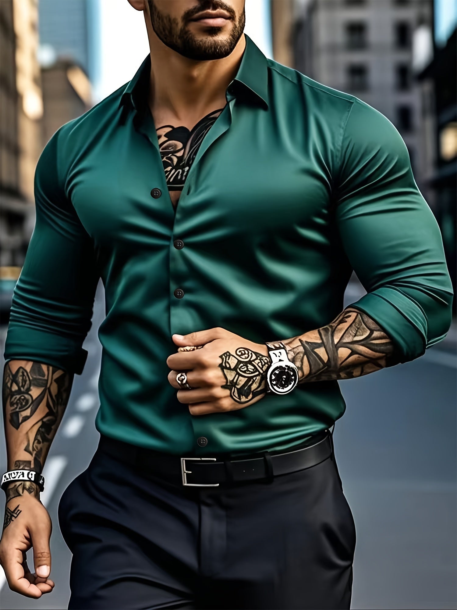 WL Atelier Men | Classic Solid Color Long-Sleeve Dress Shirt