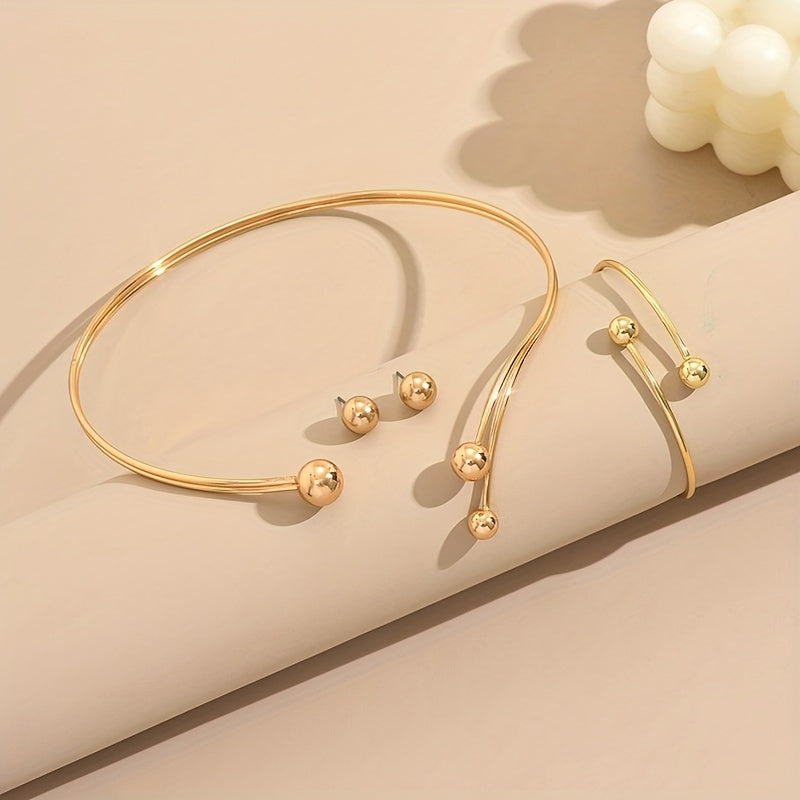WL Atelier | 4-Piece Geometric Jewelry Set — Earrings, Bracelet &amp; Choker