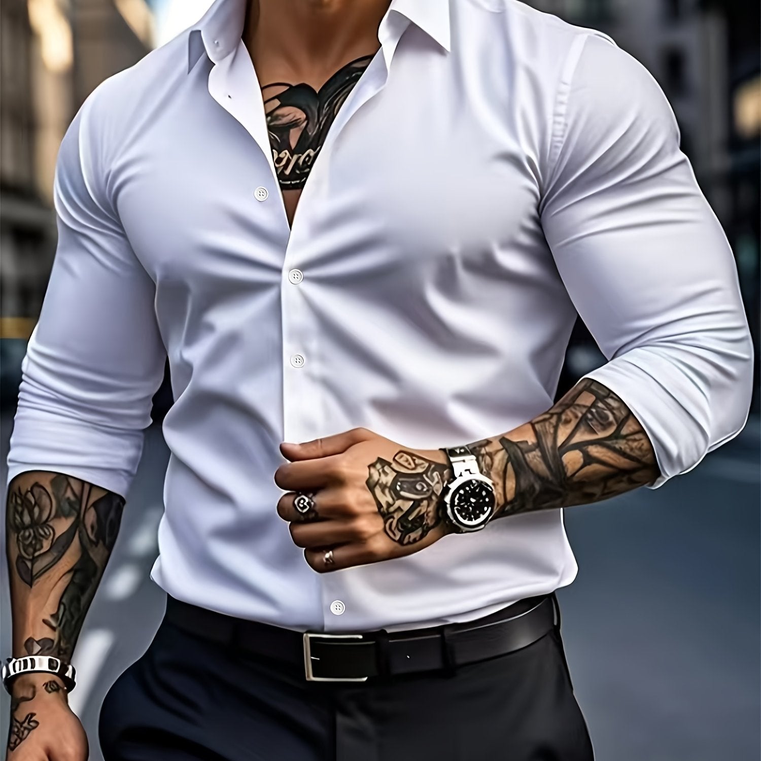 WL Atelier Men | Classic Solid Color Long-Sleeve Dress Shirt