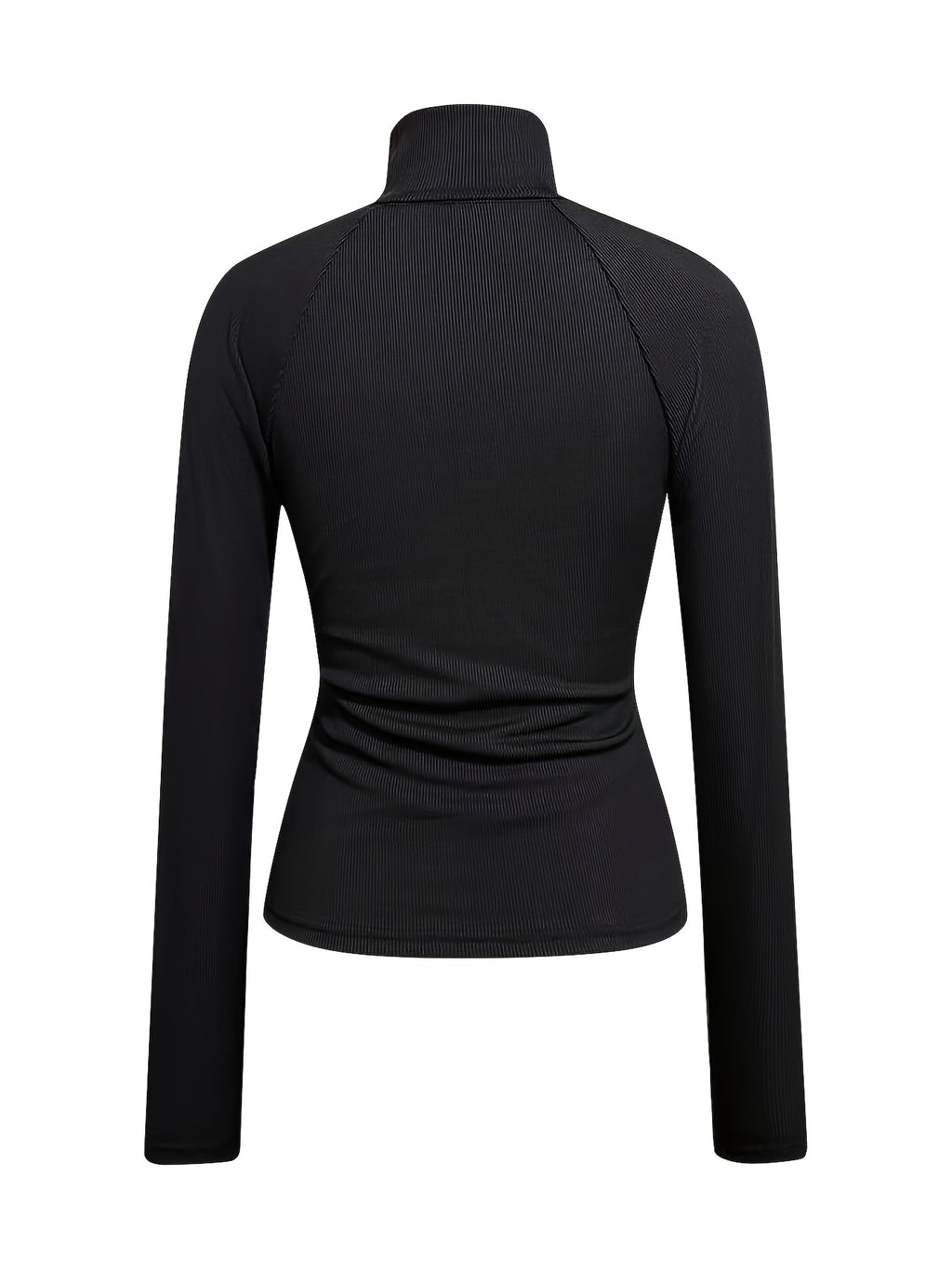 WL Atelier | Black Ribbed High-Neck Zip-Up Top