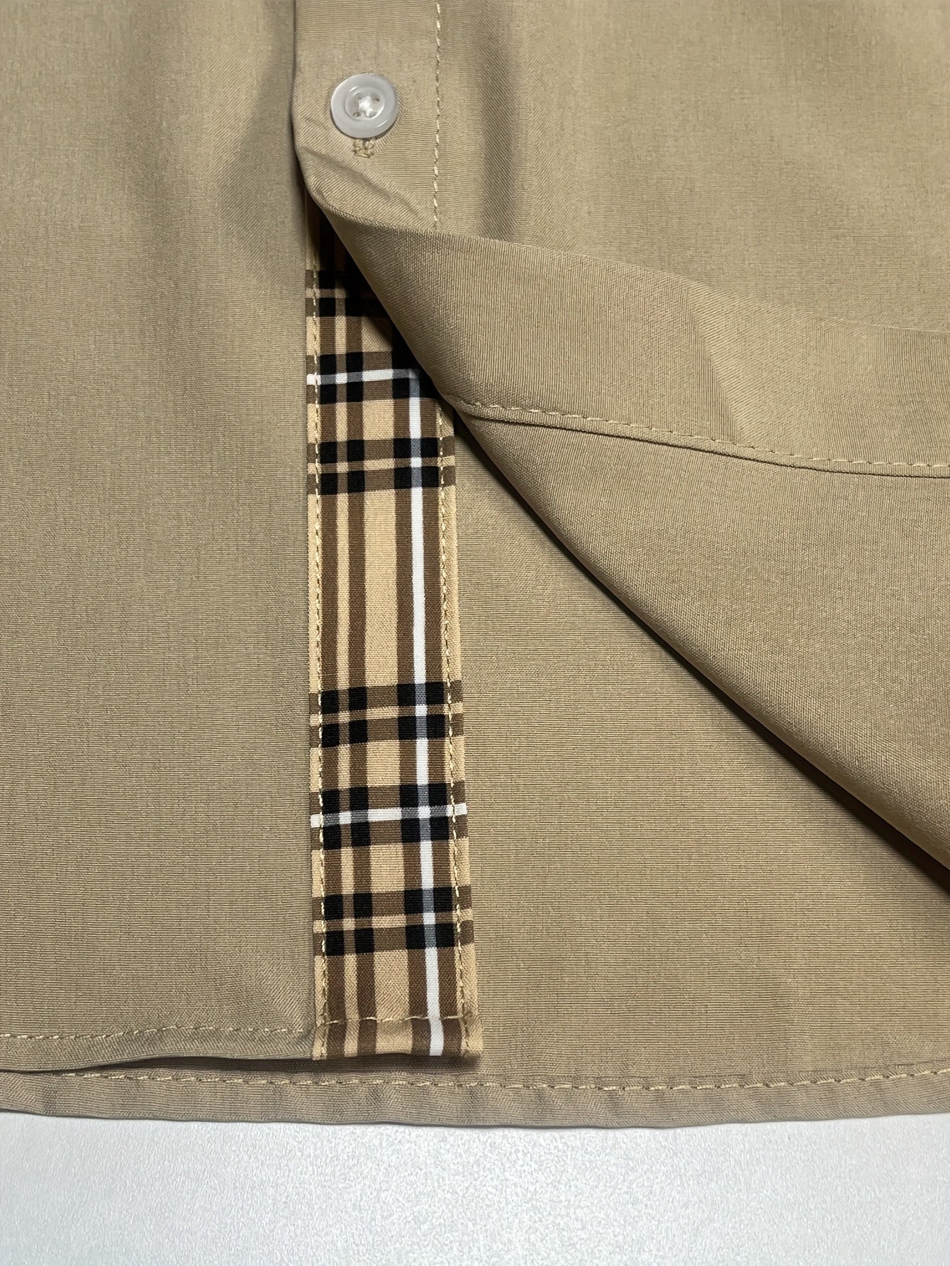 WL Atelier Men | Slim Fit Beige &amp; Brown Long-Sleeve Shirt