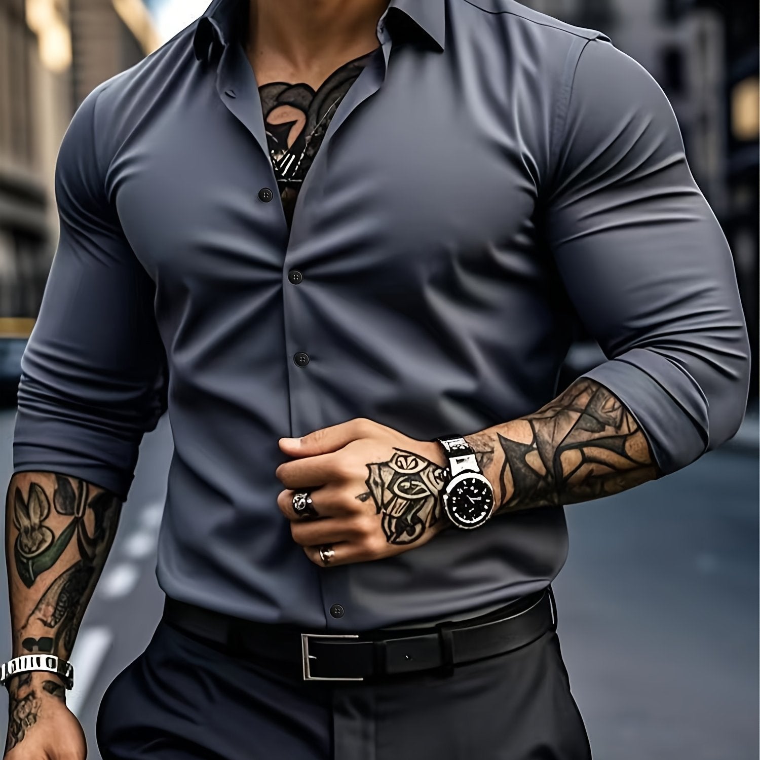 WL Atelier Men | Classic Solid Color Long-Sleeve Dress Shirt