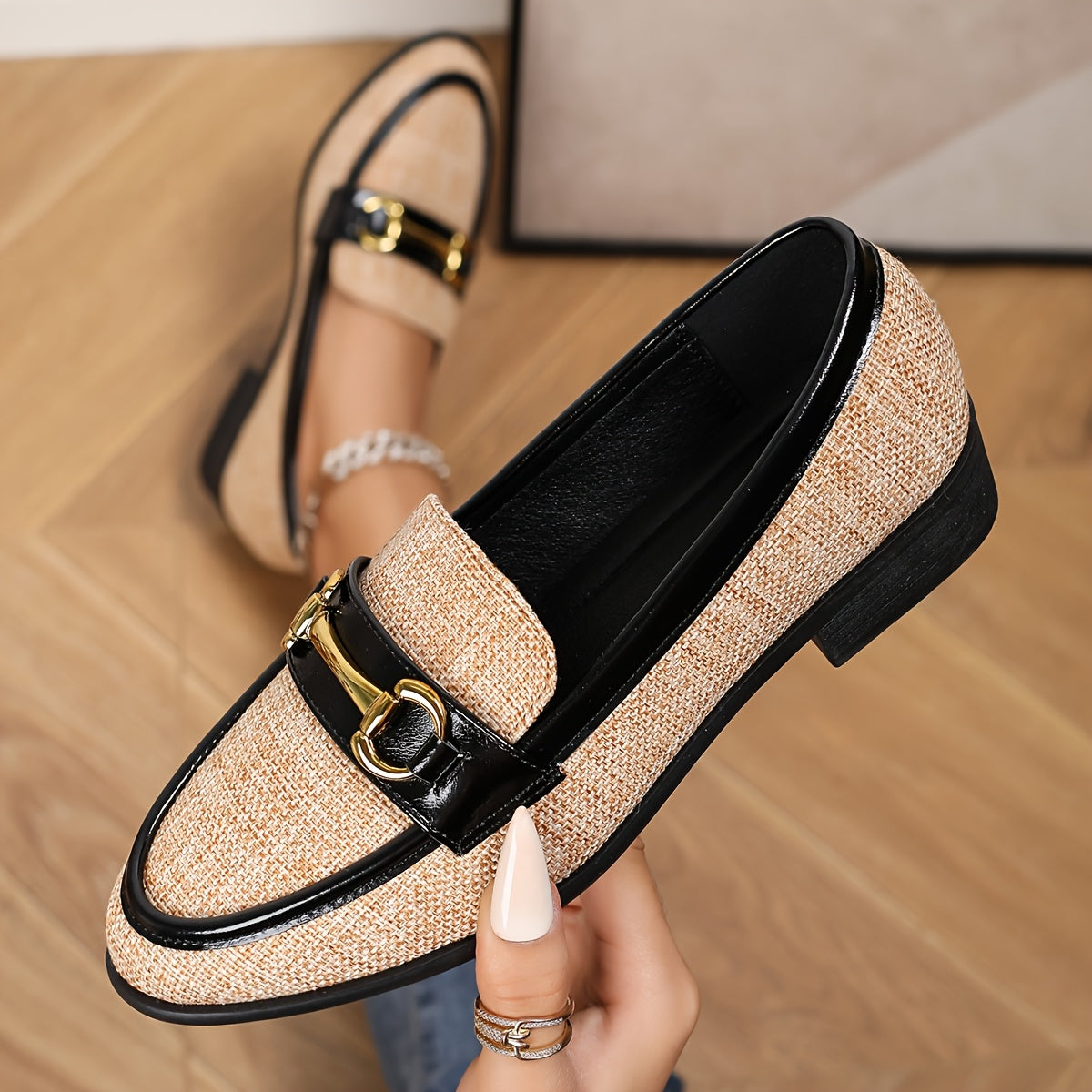 WL Atelier | Retro Braided Loafers with Metal Buckle