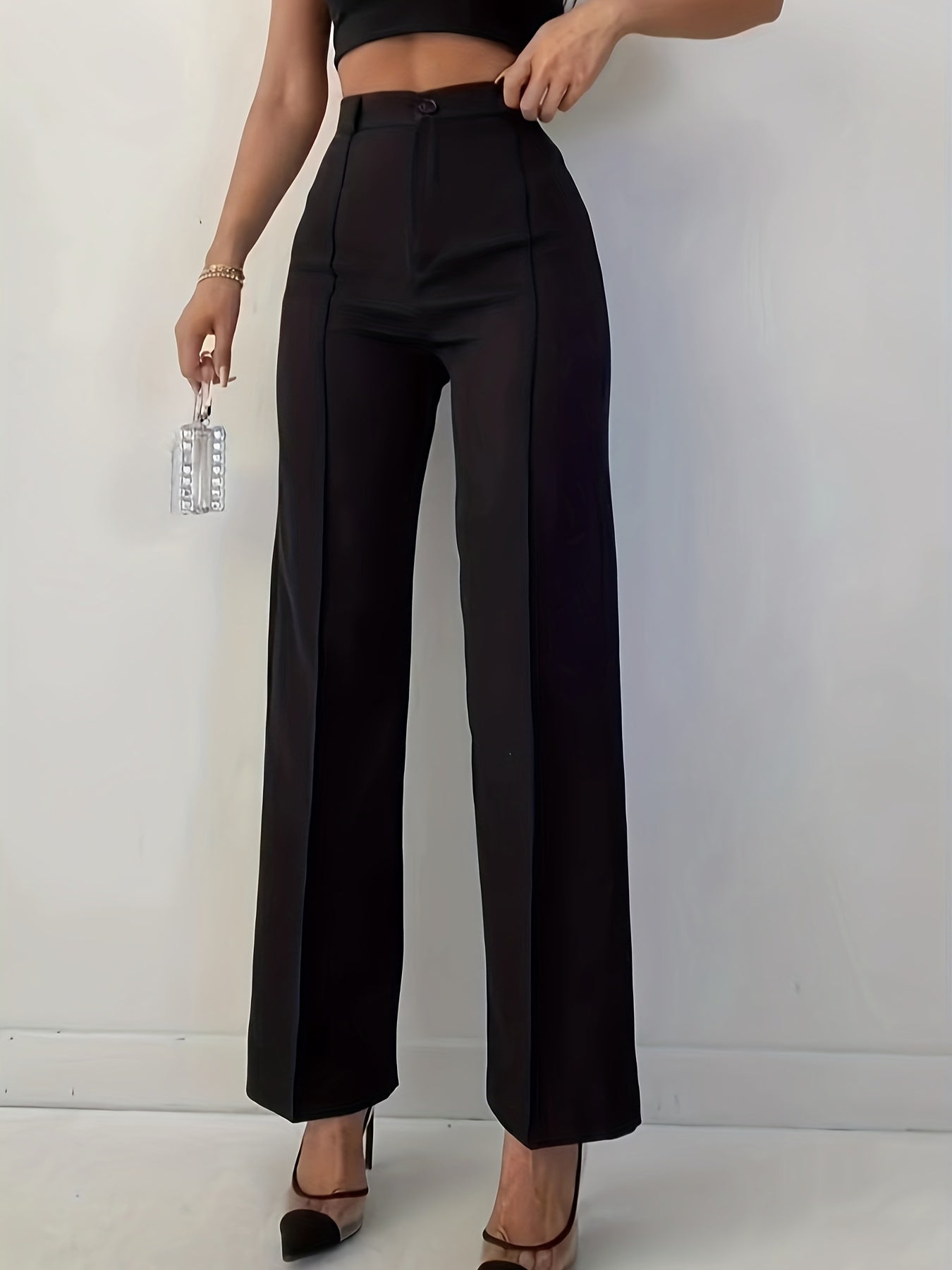 WL Atelier | Elegant High-Waisted Pintuck Straight-Leg Pants