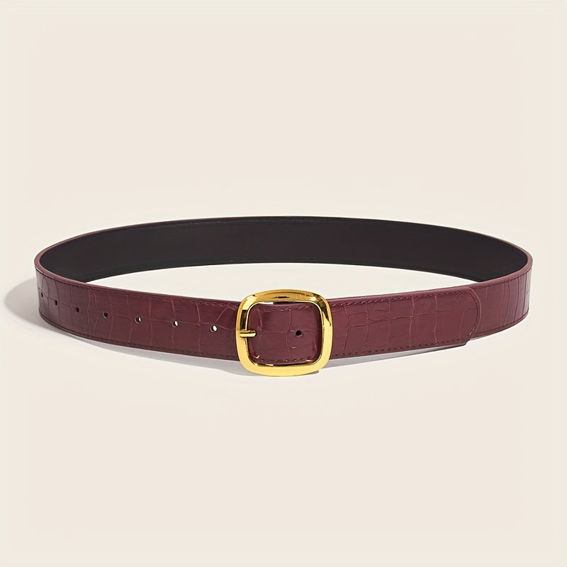 WL Atelier | Retro Black Belt with Square Buckle &amp; Stone Pattern