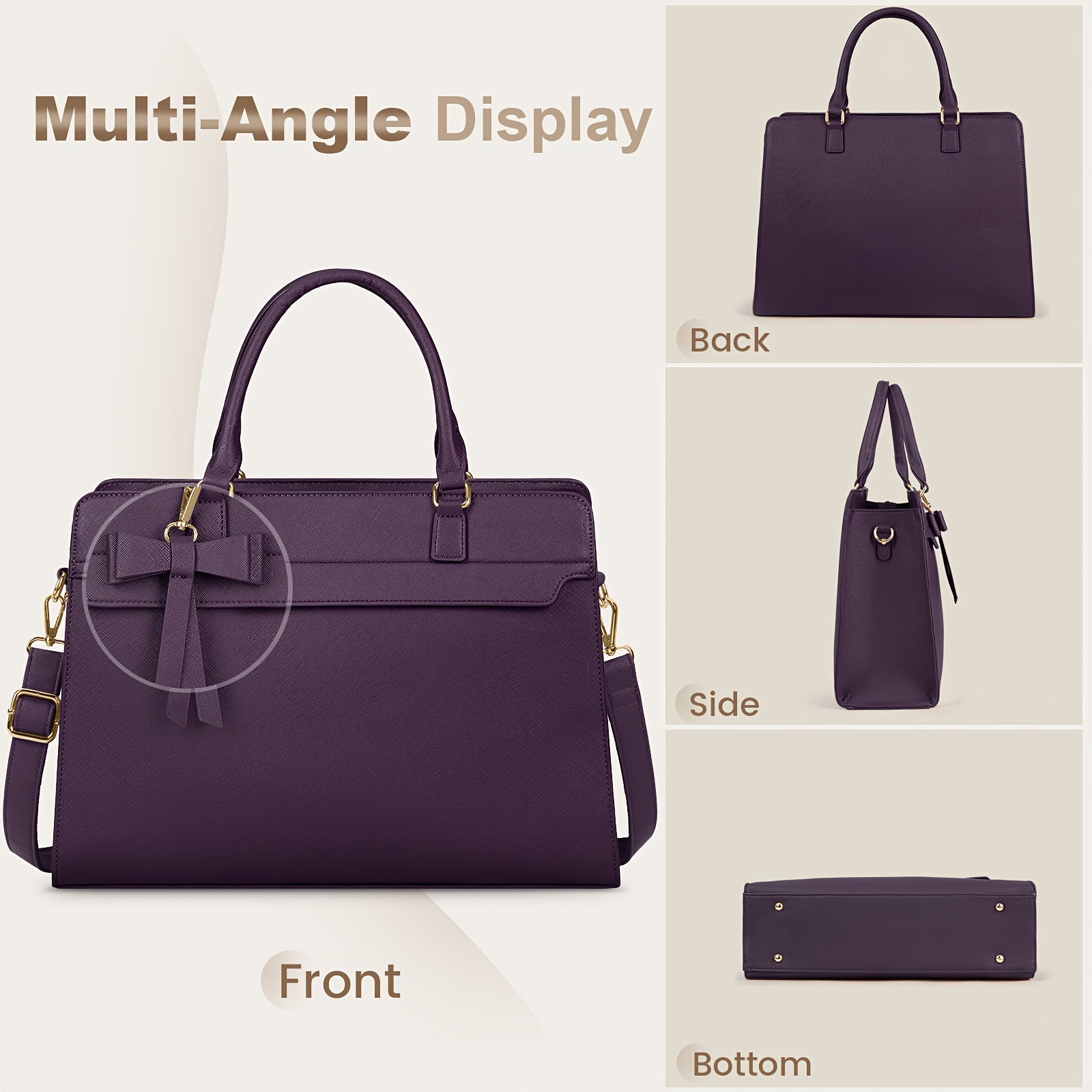 WL Atelier | Elegant Black PU Laptop Tote &amp; Satchel Set