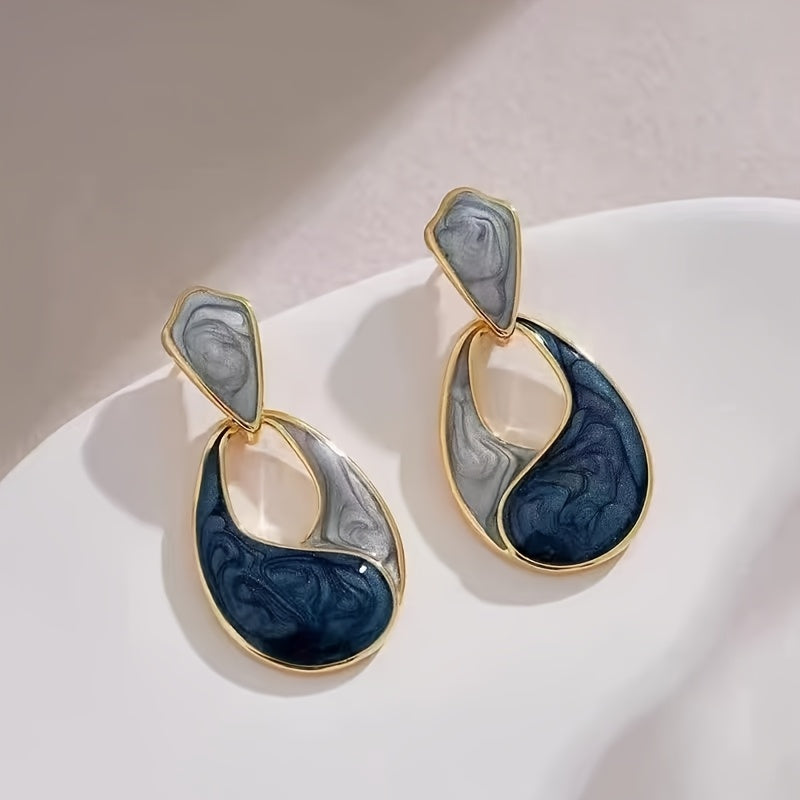 WL Atelier | Elegant Double-Tone Teardrop Earrings with Golden Accents
