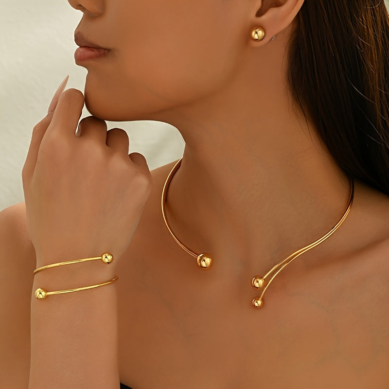 WL Atelier | 4-Piece Geometric Jewelry Set — Earrings, Bracelet &amp; Choker