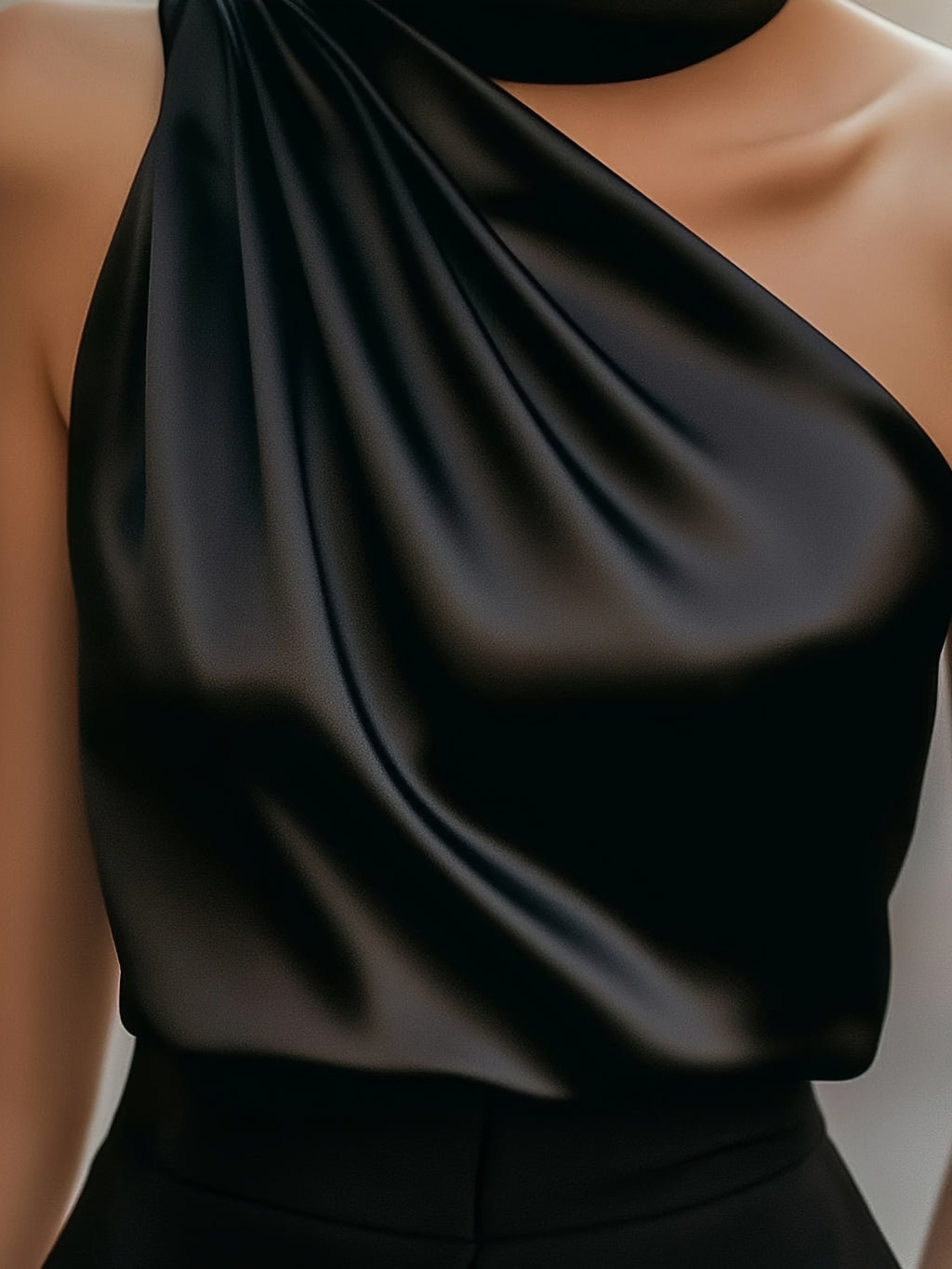 Deep Red Satin Off-Shoulder Blouse