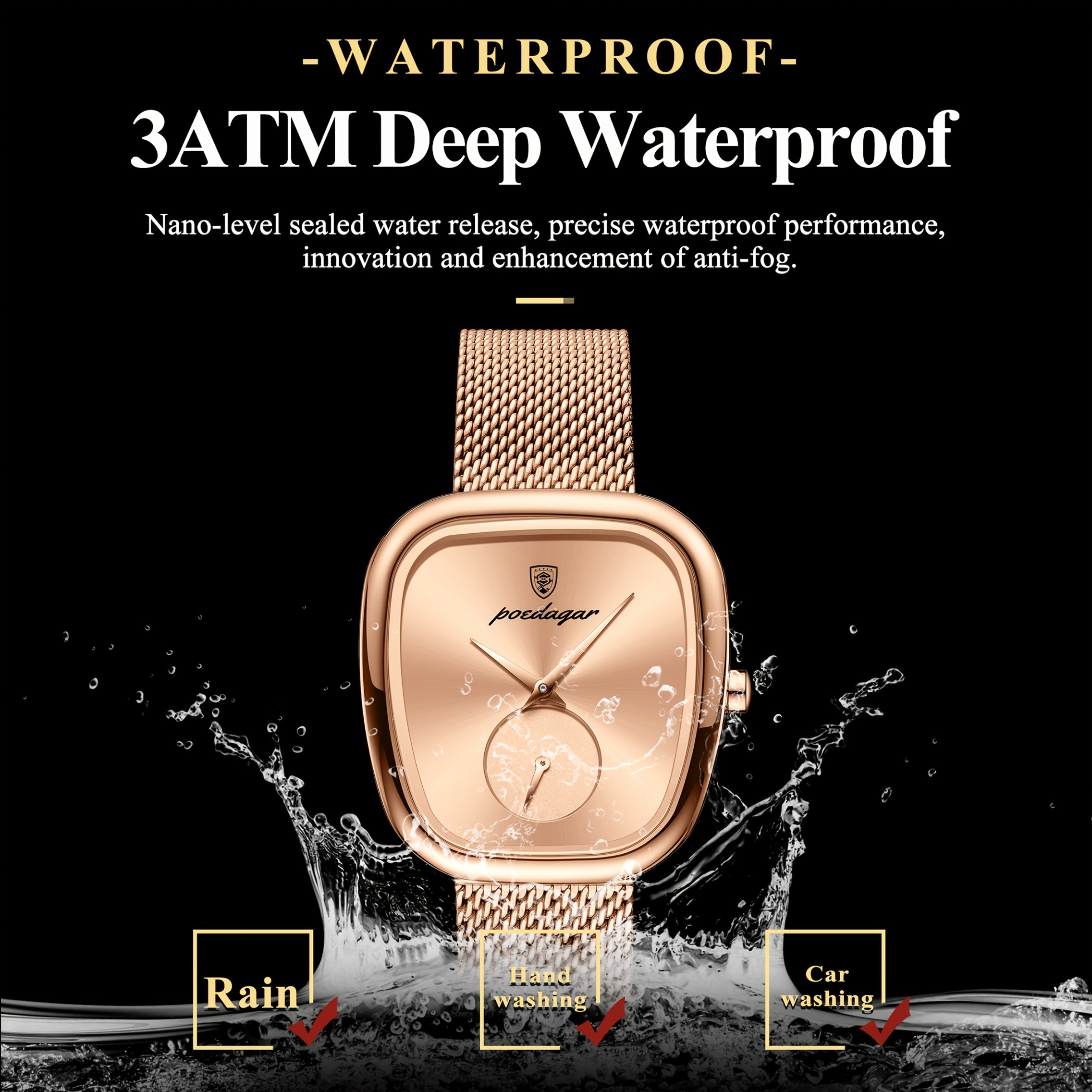 WL Atelier | Rose Gold Square-Dial Mesh Watch